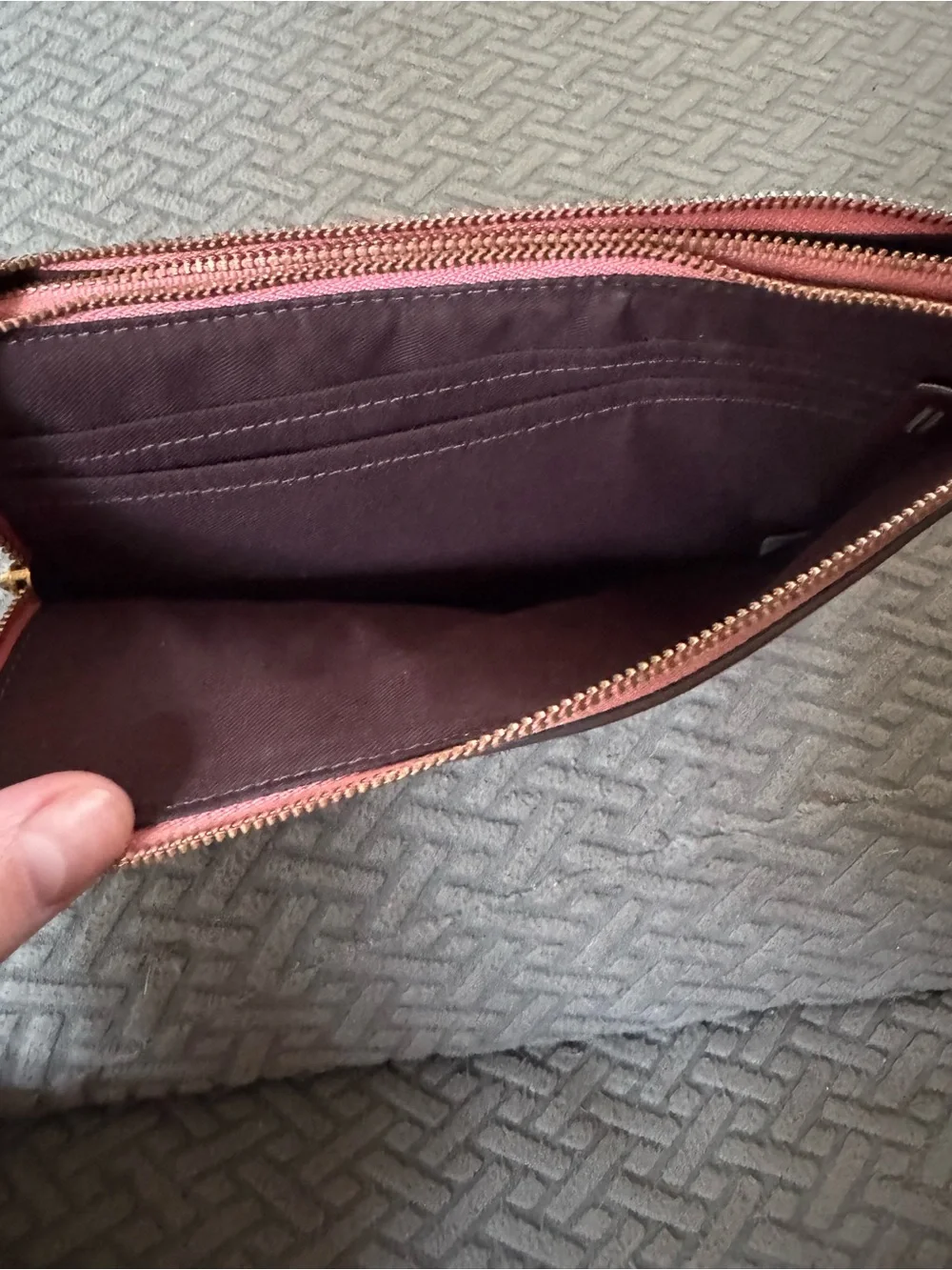 Coach Pink Pebbled Leather Wristlet with Gold Logo